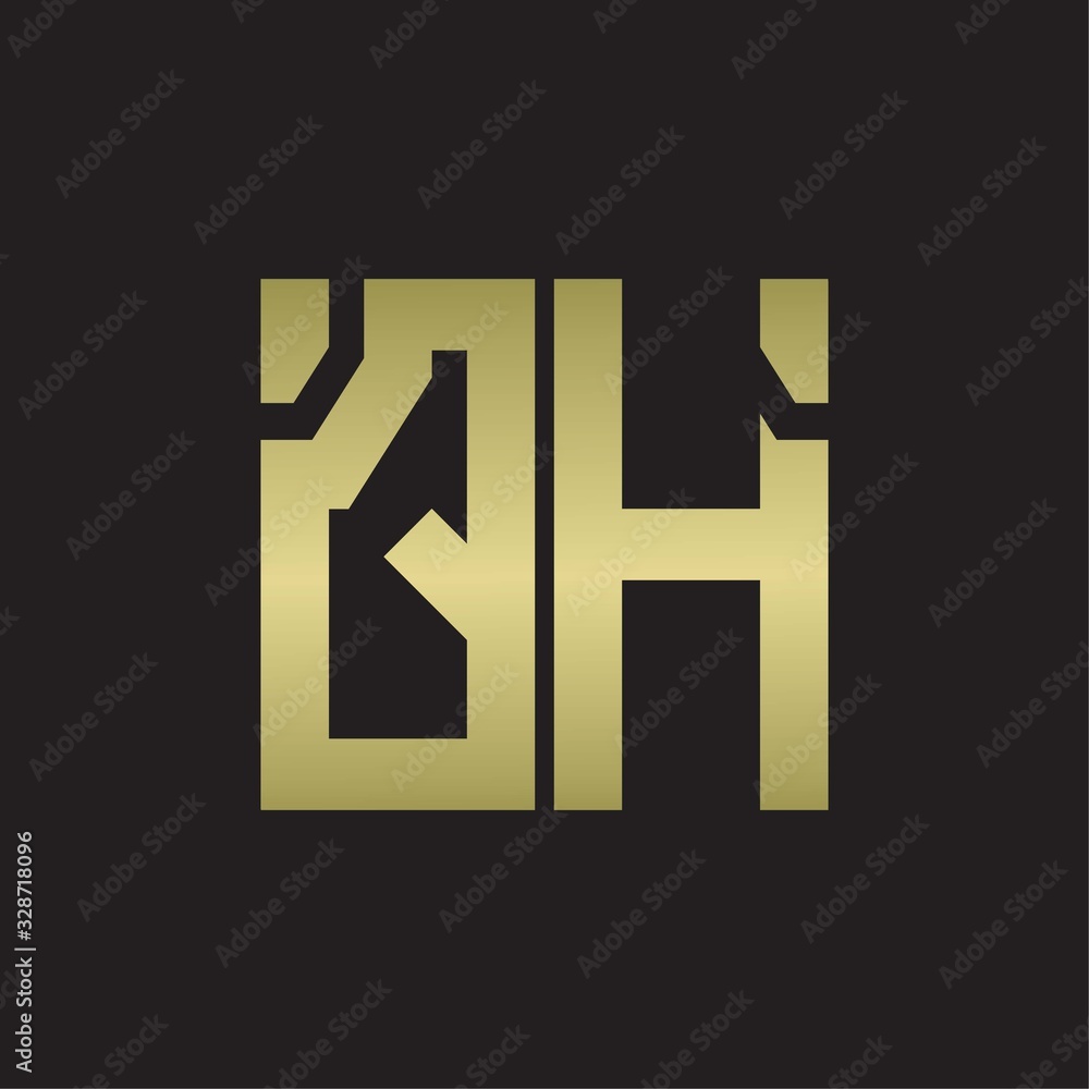 QH Logo with squere shape design template with gold colors QH Logo with squere shape design template with gold colors
