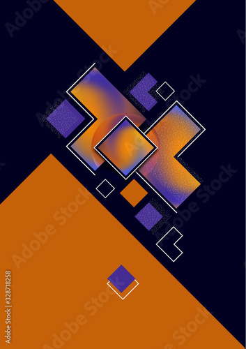 Colorful decorative composition, abstract geometric shapes texture on black. Universal cover template graphic design, minimal background pattern.