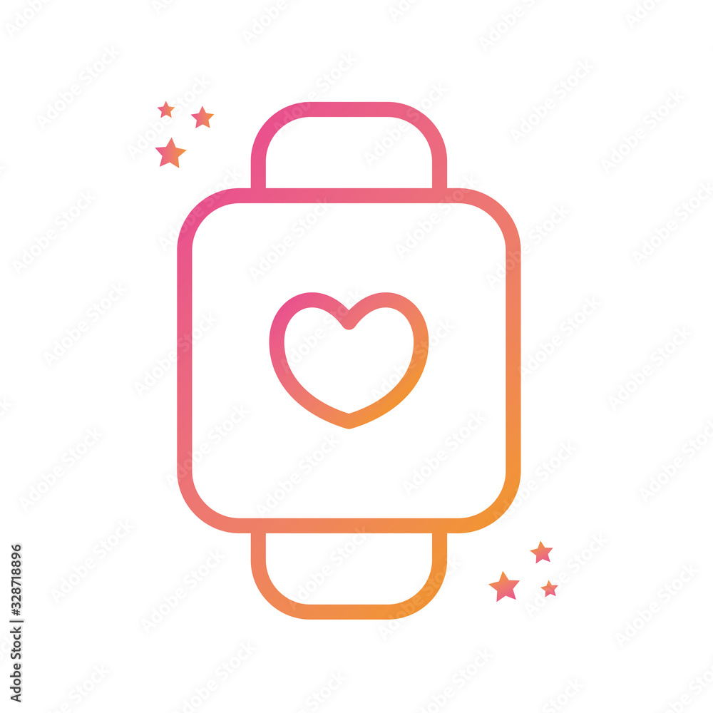 Isolated heart inside watch gradient style icon vector design Isolated heart inside watch gradient style icon vector design