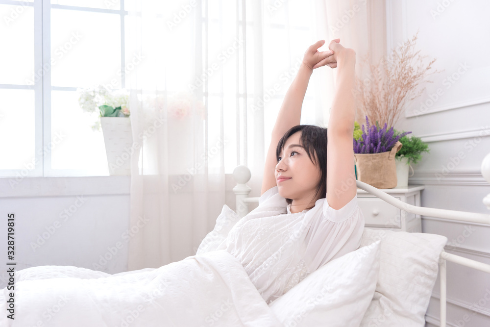 Portrait of beautiful asian young woman sleep lying in bed with head on pillow comfortable and happy with leisure, girl with relax for health and lifestyle concept. Portrait of beautiful asian young woman sleep lying in bed with head on pillow comfortable and happy with leisure, girl with relax for health and lifestyle concept.