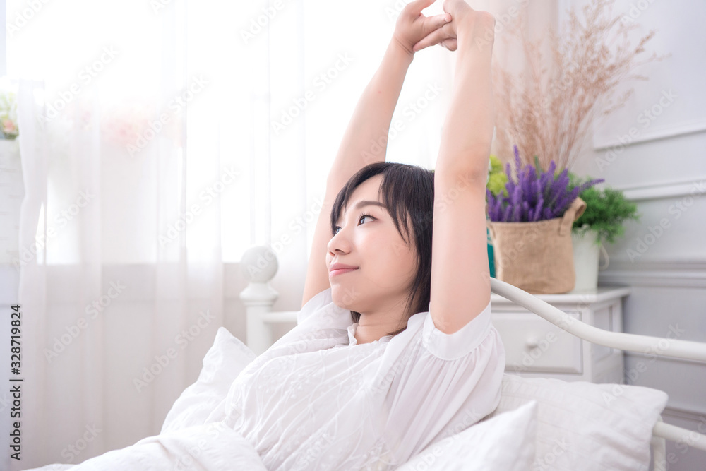 Portrait of beautiful asian young woman sleep lying in bed with head on pillow comfortable and happy with leisure, girl with relax for health and lifestyle concept. Portrait of beautiful asian young woman sleep lying in bed with head on pillow comfortable and happy with leisure, girl with relax for health and lifestyle concept.