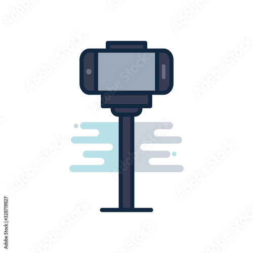 smartphone in monopod line fill block style icon vector design