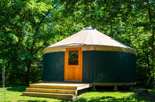 Yurt in woods  photo