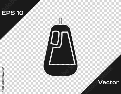 Grey Plastic bottle for liquid laundry detergent, bleach, dishwashing liquid icon isolated on transparent background. Vector Illustration