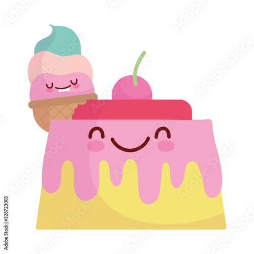 jelly and ice cream menu character cartoon food cute
