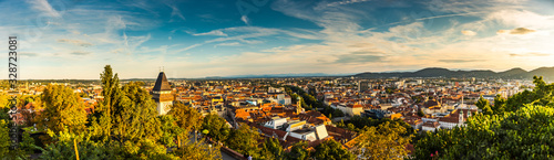 Panoramic view at Graz city with his famous buildings. Famous tourist destination in Austria photo
