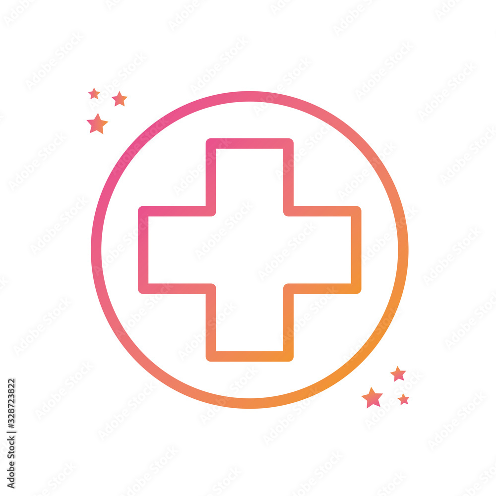 Isolated cross inside circle gradient style icon vector design Isolated cross inside circle gradient style icon vector design