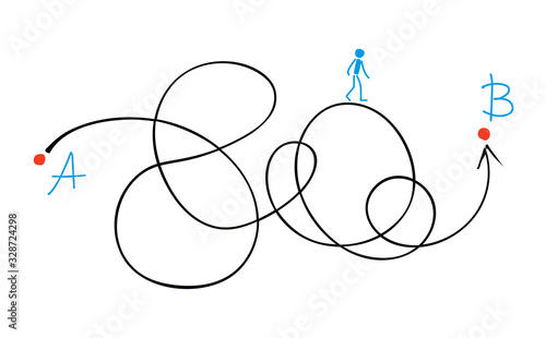 Line from point A to point B. Vector drawing