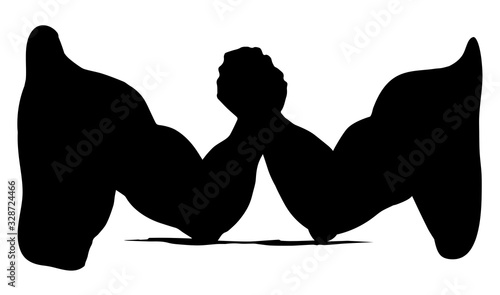 Hand wrestling contest. Vector drawing