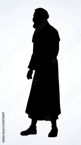 Jewish man in old clothes. Vector drawing