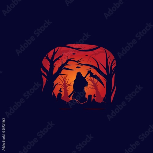 Grim Reaper Silhouette in the grave for Layout