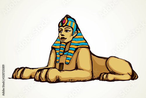 Egyptian sphinx. Vector pen drawing