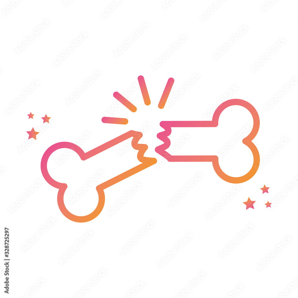 Isolated broken bone gradient style icon vector design Isolated broken bone gradient style icon vector design