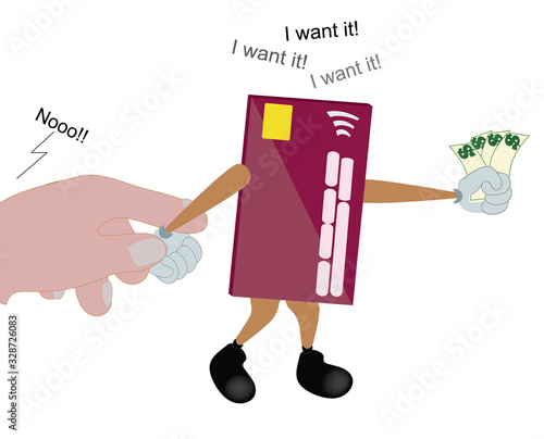 Graphic of machine accepting card as payment, contactless machine 