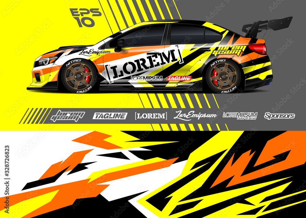 Race car graphic livery design. Abstract sport racing background for wrap race car, rally, drift car, cargo van, pickup truck and adventure vehicle. Full vector Eps 10. Race car graphic livery design. Abstract sport racing background for wrap race car, rally, drift car, cargo van, pickup truck and adventure vehicle. Full vector Eps 10.