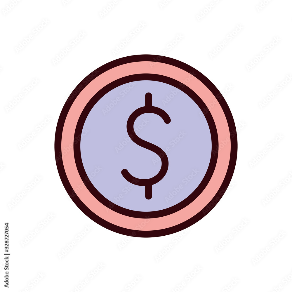 Isolated coin line and fill style icon vector design Isolated coin line and fill style icon vector design