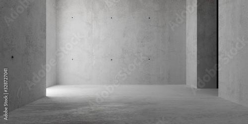 Abstract empty, modern concrete walls room with indirekt light from the left and rough floor - industrial interior background template