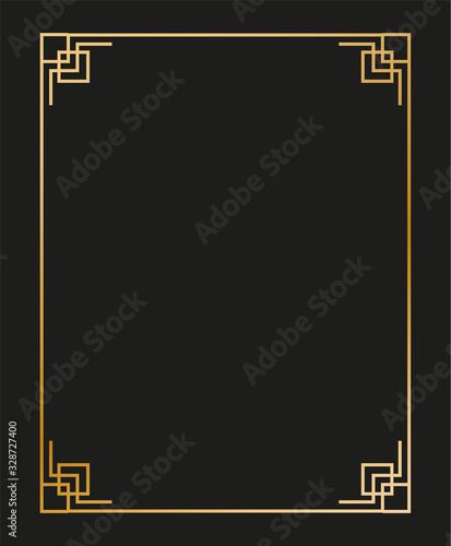 Vintage linear thin line geometric shape art deco retro design frame badge