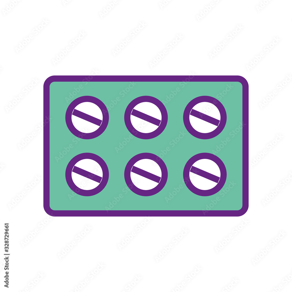 Isolated pills line and fill style icon vector design Isolated pills line and fill style icon vector design