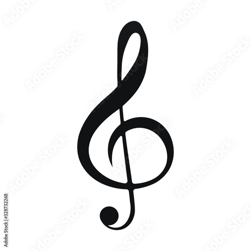 treble clef key icon. simple black flat vector stock image eps10. isolated on white background