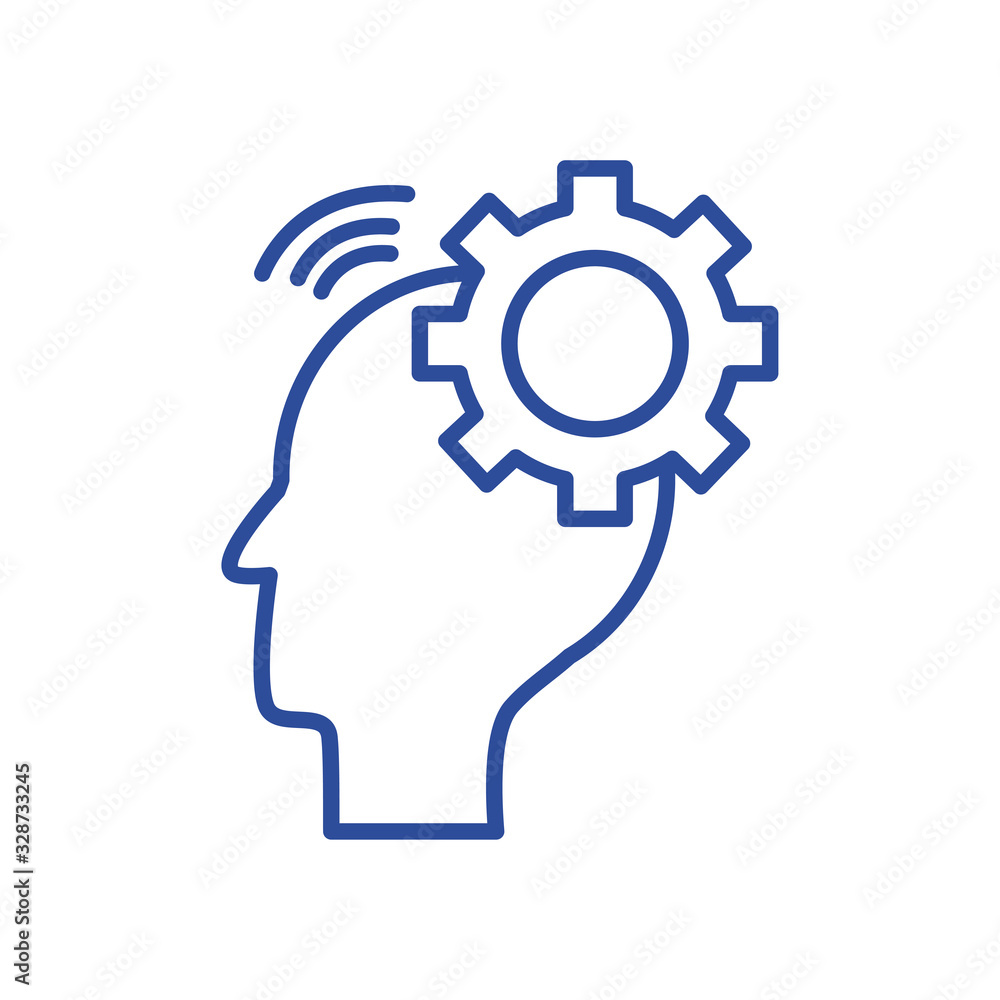 Head with gear line style icon vector design Head with gear line style icon vector design