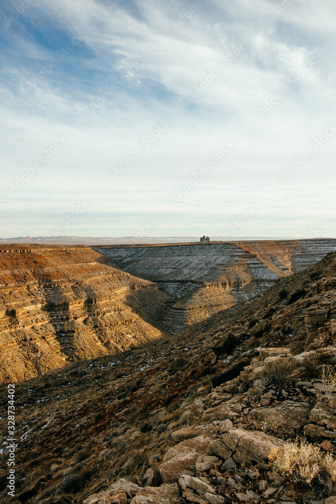 Canyon near Mexican Hat in Southern Utah Desert at Sunset