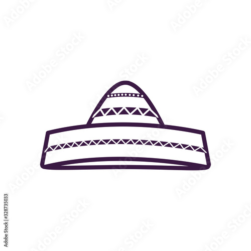 Mexican hat line style icon vector design