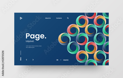 Creative horizontal website screen part for responsive web design project development. Abstract geometric pattern banner layout mock up. Corporate landing page block vector illustration template.