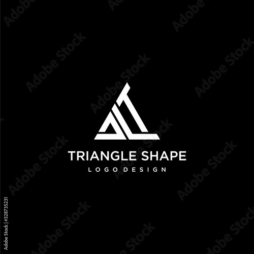 Bold and strong logo design of letter ALT and triangle shape with dark background- EPS10 - Vector.