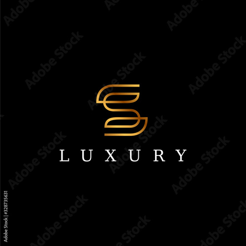Luxury logo design of letter S with gold and black background - EPS10 - Vector.