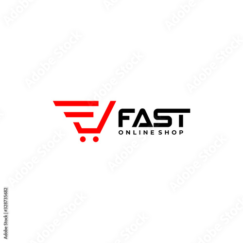 Modern logo design of letter F and the online shop bracket with clean background - EPS10 - Vector.
