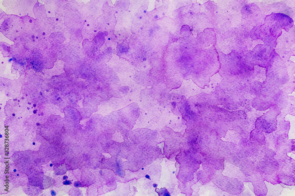 Obraz Watercolor violet background. Soft pastel ink splatter texture. Textured colorful painting. Hand painted abstract image.