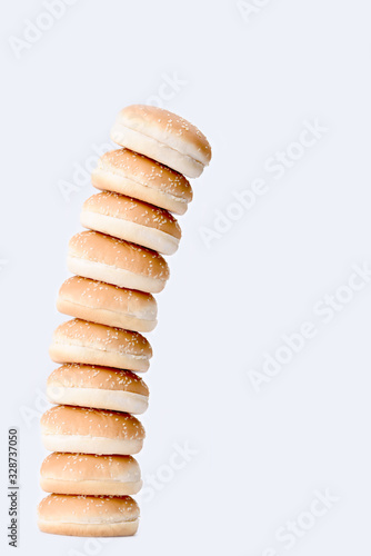 Stacked layers of bun isolated on white background