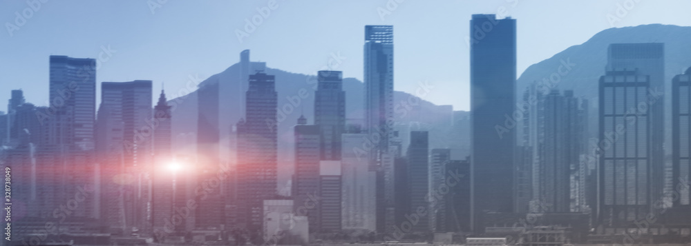 Hong Kong urban landscape. Modern blurred City Hong Kong urban landscape. Modern blurred City