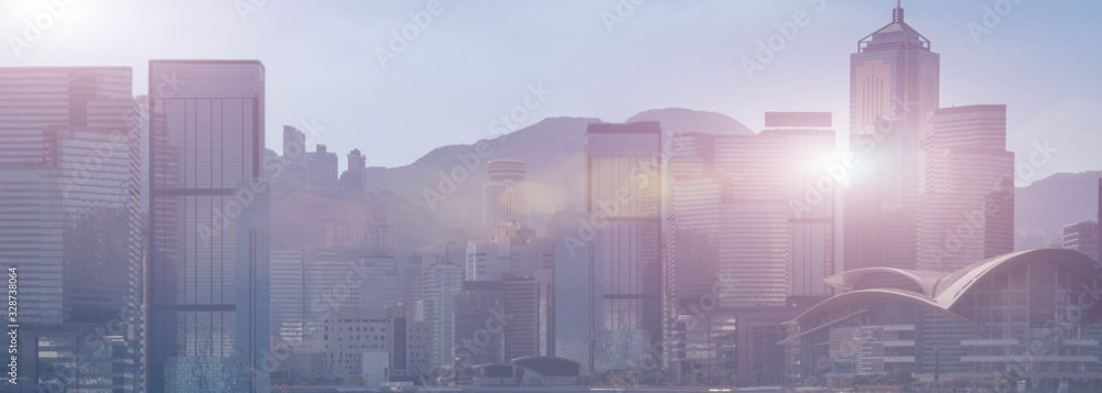 Hong Kong urban landscape. Modern blurred City Hong Kong urban landscape. Modern blurred City