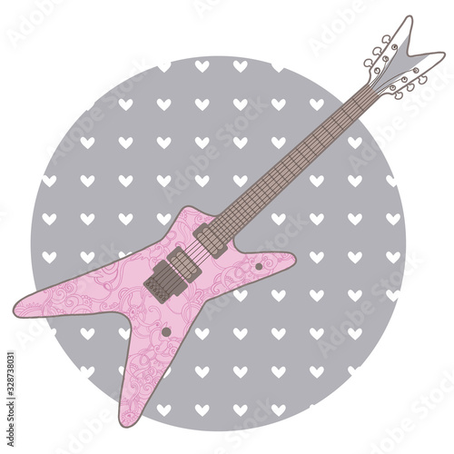 Cute grunge abstract guitar. Vector illustration
