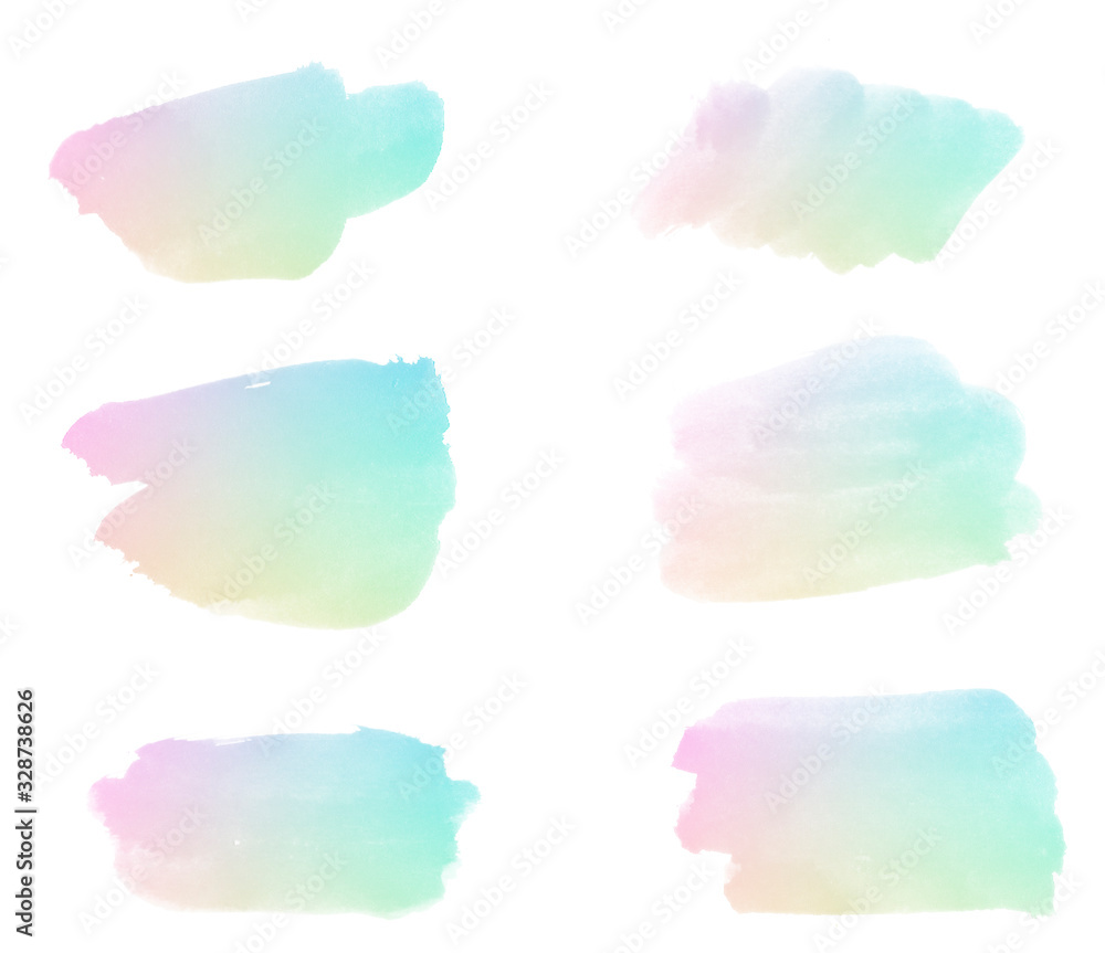 Set of colorful watercolor brushes isolated on white. Beautiful brushes