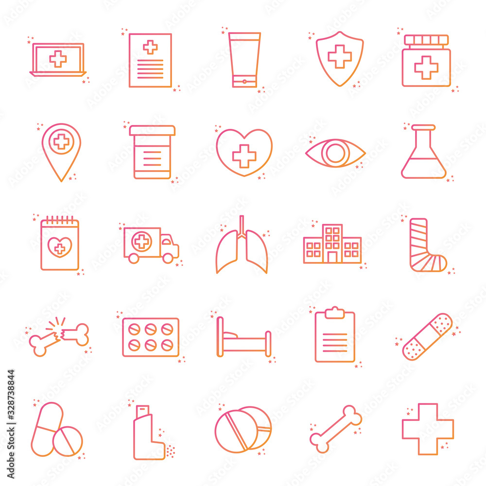 medical gradient style icon set vector design medical gradient style icon set vector design