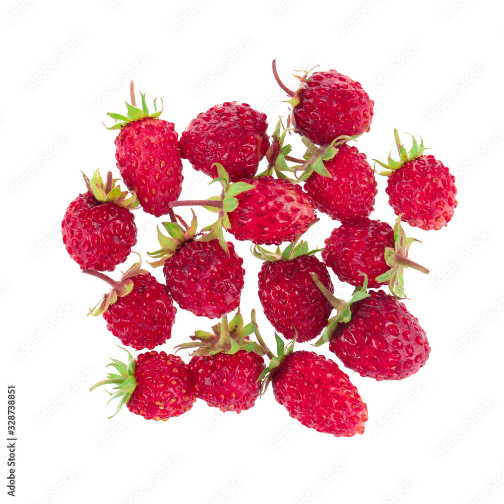 heap of wild strawberry isolated on white heap of wild strawberry isolated on white