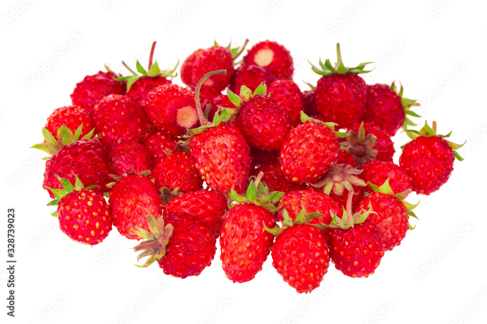heap of wild strawberry isolated on white heap of wild strawberry isolated on white