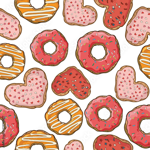 Vector seamless pattern with donuts and cookies