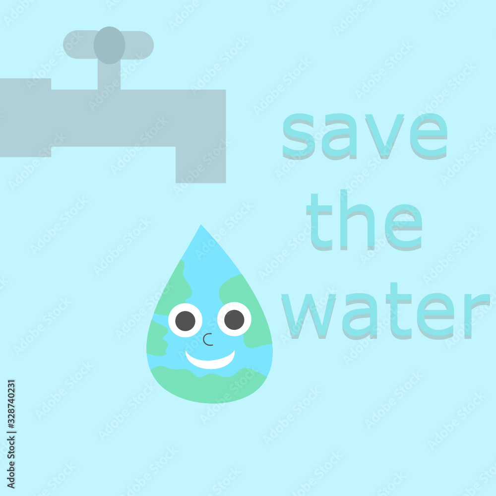 Drop of water.Water saving campaign poster.World Water Day is held annually on 22 March.