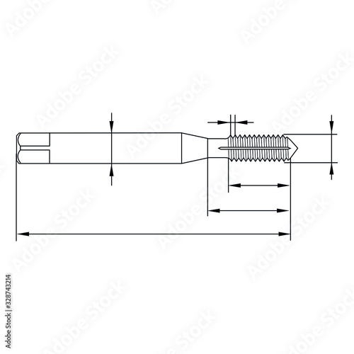 Carbide milling cutter, reamer, tapping and drill bit drawing on a white background