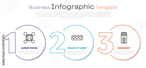 Set line Share, Like and heart and Computer. Business infographic template. Vector