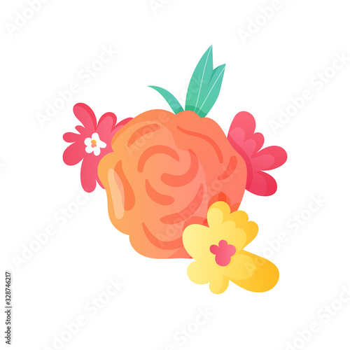 Decorative spring flowers boutonniere composition.