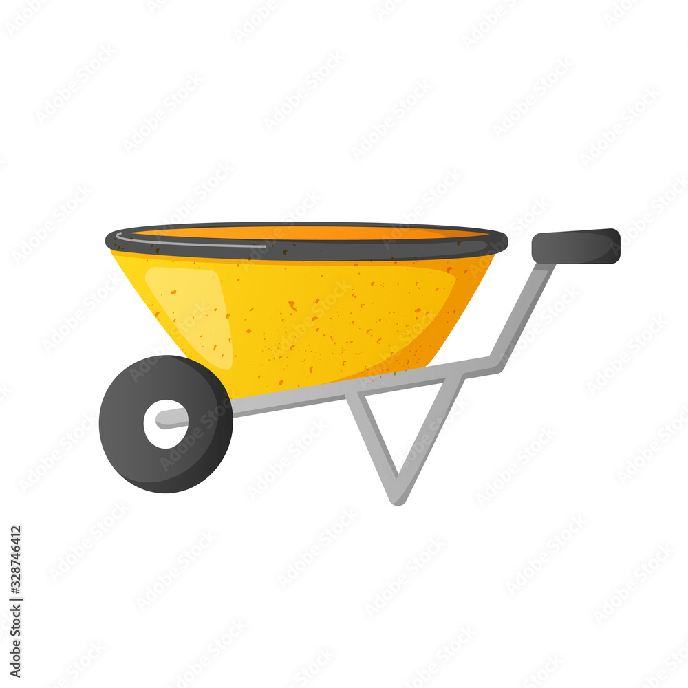 Bright yellow wheel barrow isolated on white. Bright yellow wheel barrow isolated on white.