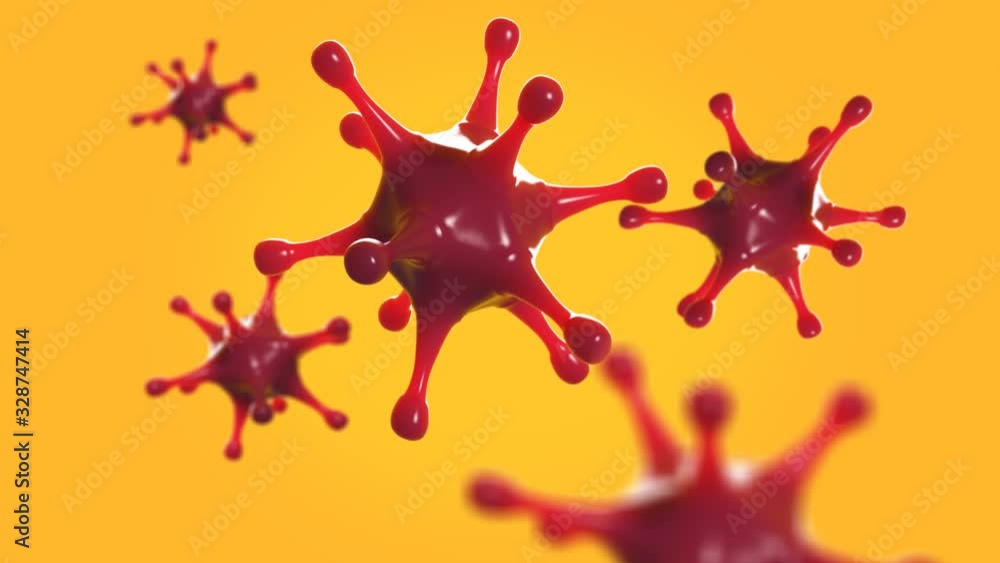 Coronavirus molecule on a yellow background Coronavirus molecule on a yellow background