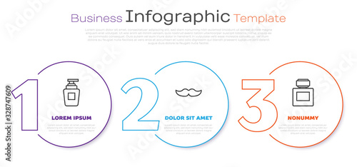 Set line Bottle of shampoo, Mustache and Aftershave. Business infographic template. Vector