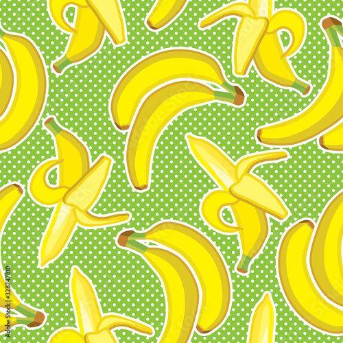 Fototapeta Vector seamless pattern background with bright bananas