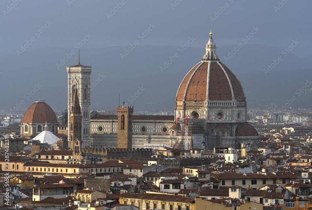 Cathedral of Santa Maria del Fiore seen from Piazzale Michelangelo. Florence, Italy.
